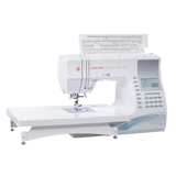 SINGER 9960 Quantum Stylist with extension table and lid open