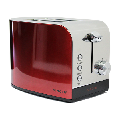 SINGER® 2 Slice Stainless Steel Toaster - Red angle 1